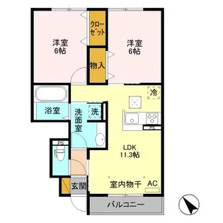 リッチ フェルト B【1階】の間取り