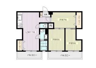 タウンハイツ亀有2号棟【6階】の間取り