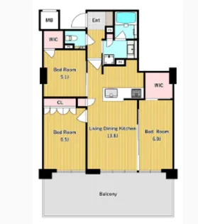ライオンズタワー岡山千日前【19階】の間取り