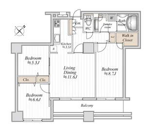 ドゥーエ横浜駅前【18階】の間取り