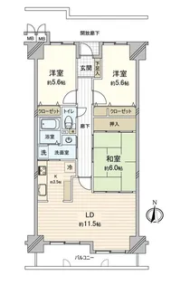 サーパス東島田【3階】の間取り