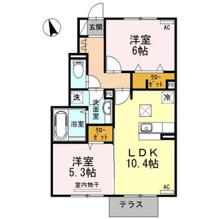 ランジェ ユイ【1階】の間取り