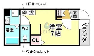 メゾン・ド・ソレイユ服部天神(旧:グランパシフィック服部天神)【3階】の間取り