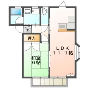 ミナミハイツB【1階】の間取り