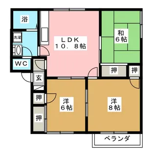 フレグランス若里 W棟【2階】の間取り
