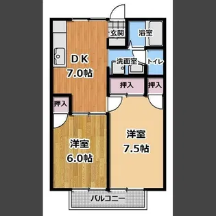 ファミール三本松【1階】の間取り