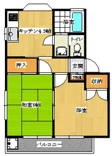プレジュールナカジマA棟202号室【2階】の間取り
