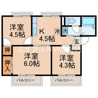 アメニティハイツ勅使【2階】の間取り