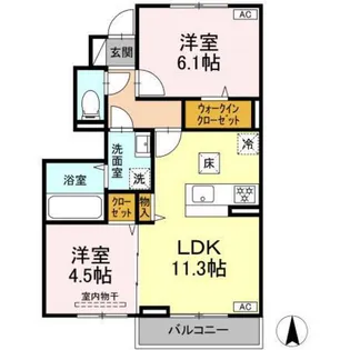 ホワイエ国富【1階】の間取り