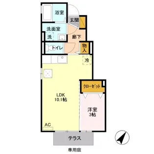 セジュールちゃうす【1階】の間取り
