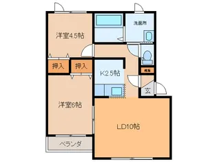 ラ・ポレール陸B【2階】の間取り