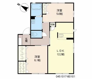 ディアコート鉄輪B 積水【1階】の間取り