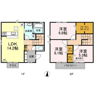 岡山県岡山市北区西古松2【一戸建】の間取り