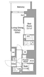 コンフォリア・リヴ北新宿【6階】の間取り
