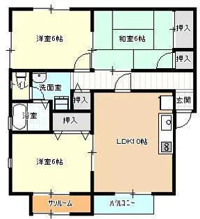 サニーコート長坂【1階】の間取り