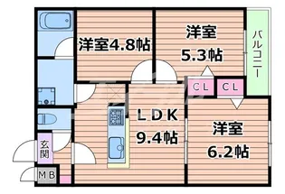 エス.フィールド奏【5階】の間取り