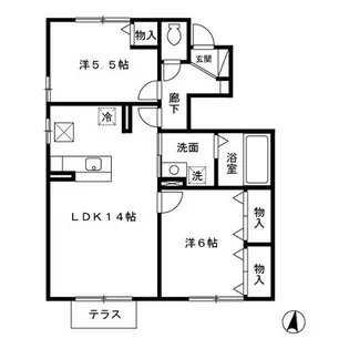 リビングタウン浜田【1階】の間取り