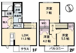 オークス・木太【1階】の間取り