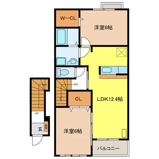 プリートカーサB【2階】の間取り