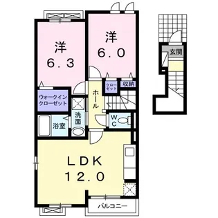 オーチャード ビレッジC【2階】の間取り