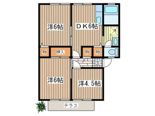 パチェントヴィレッジB【1階】の間取り