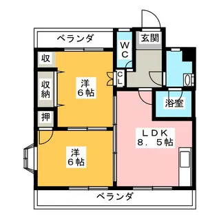 アエラス杁ヶ池パークサイド【3階】の間取り