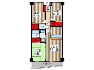 ラヴィエ大宮【6階】の間取り