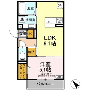 D Paina 千年新町【3階】の間取り
