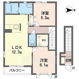 タンドル香芝B【2階】の間取り