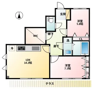 羽田パープル【1階】の間取り