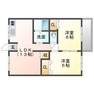 岡山県津山市河辺【アパート】の間取り