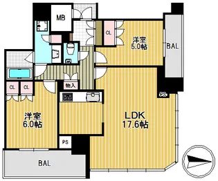 プレミストタワー大阪新町ローレルコート【28階】の間取り