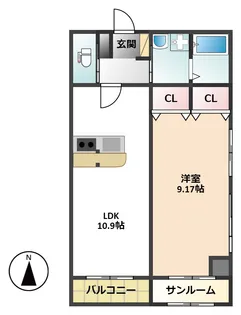 クレール手寄【3階】の間取り