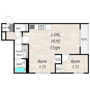 アバンティオ泉佐野【3階】の間取り