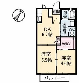 シャンティ アオギII E棟【1階】の間取り