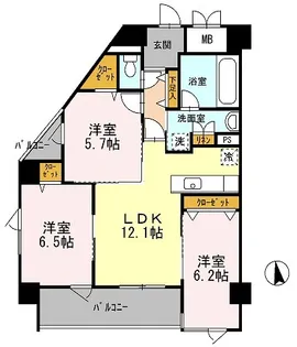 セイクレッド【6階】の間取り
