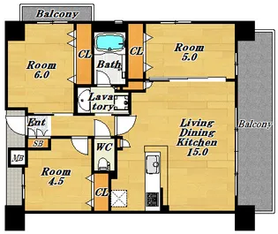 プレサンスロジェ新梅田【3階】の間取り