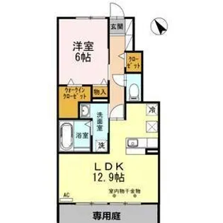 アゼリア岸岡【1階】の間取り