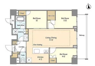 オアーゼ新宿市谷薬王寺【5階】の間取り