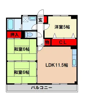 オークティプラザ原田【2階】の間取り