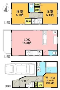 東京都世田谷区若林5【一戸建】の間取り