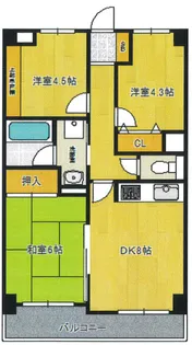 ライオンズマンション船橋三咲【3階】の間取り