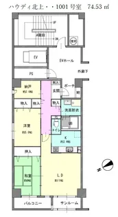 ハウディ北上【8階】の間取り