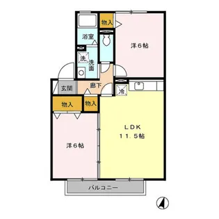 ウィルモア西梶尾A棟【2階】の間取り