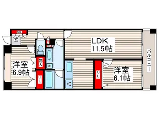 ディアパーク葛西【2階】の間取り