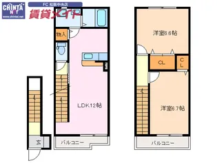 カーサ・オリージャB棟【2階】の間取り