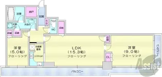 知事公館前タワーレジデンス【26階】の間取り