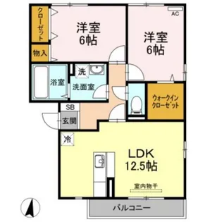 ベルデュール 北長瀬 A棟【1階】の間取り