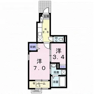 ルーチェ 宮関【1階】の間取り