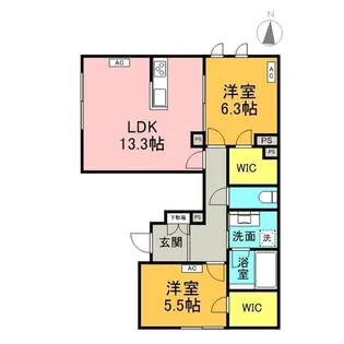 アンシャンテ武蔵小杉【1階】の間取り